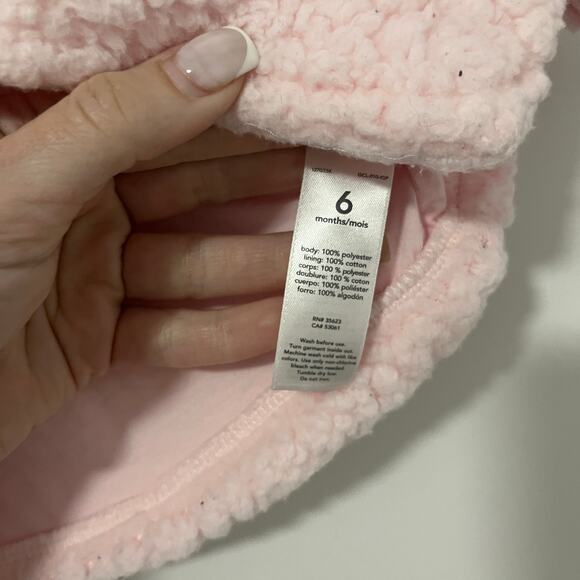 Carter's Baby Girl Pink Sherpa Sweater Jacket Size 6 Months - Picture 4 of 5